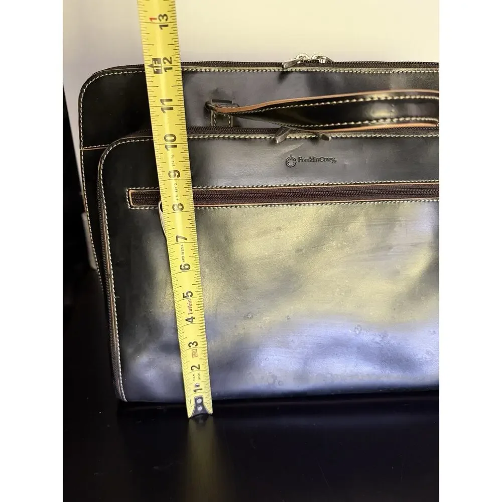 Vintage Franklin Covey Black Leather Laptop Briefcase 720455 Detachable Case